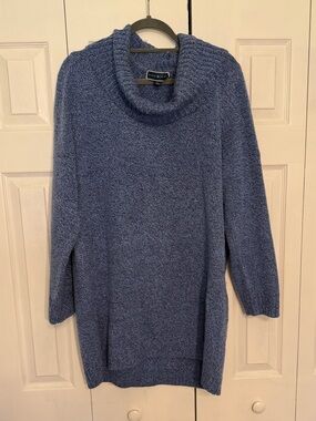 Turtleneck Tunic Sweater - Blue - XL